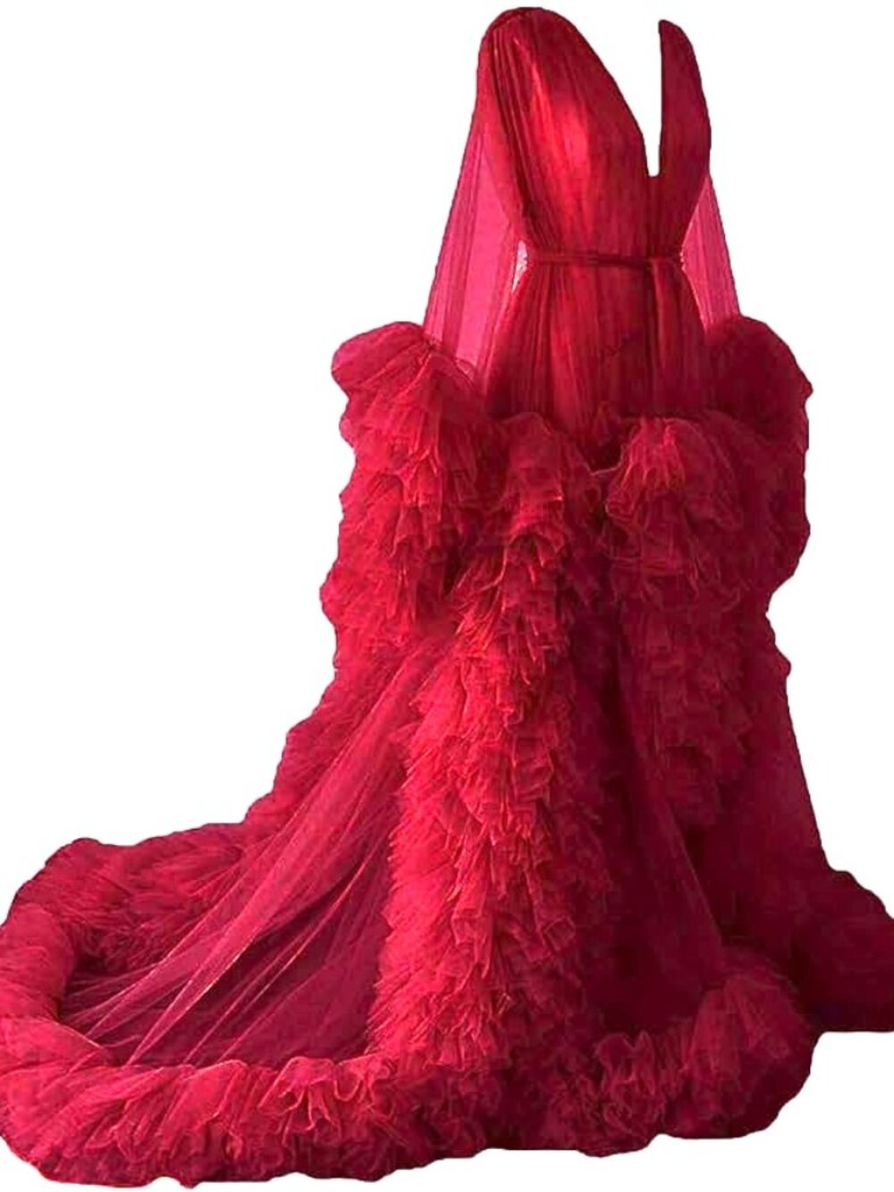 Long Dark Pink Tulle Robe
